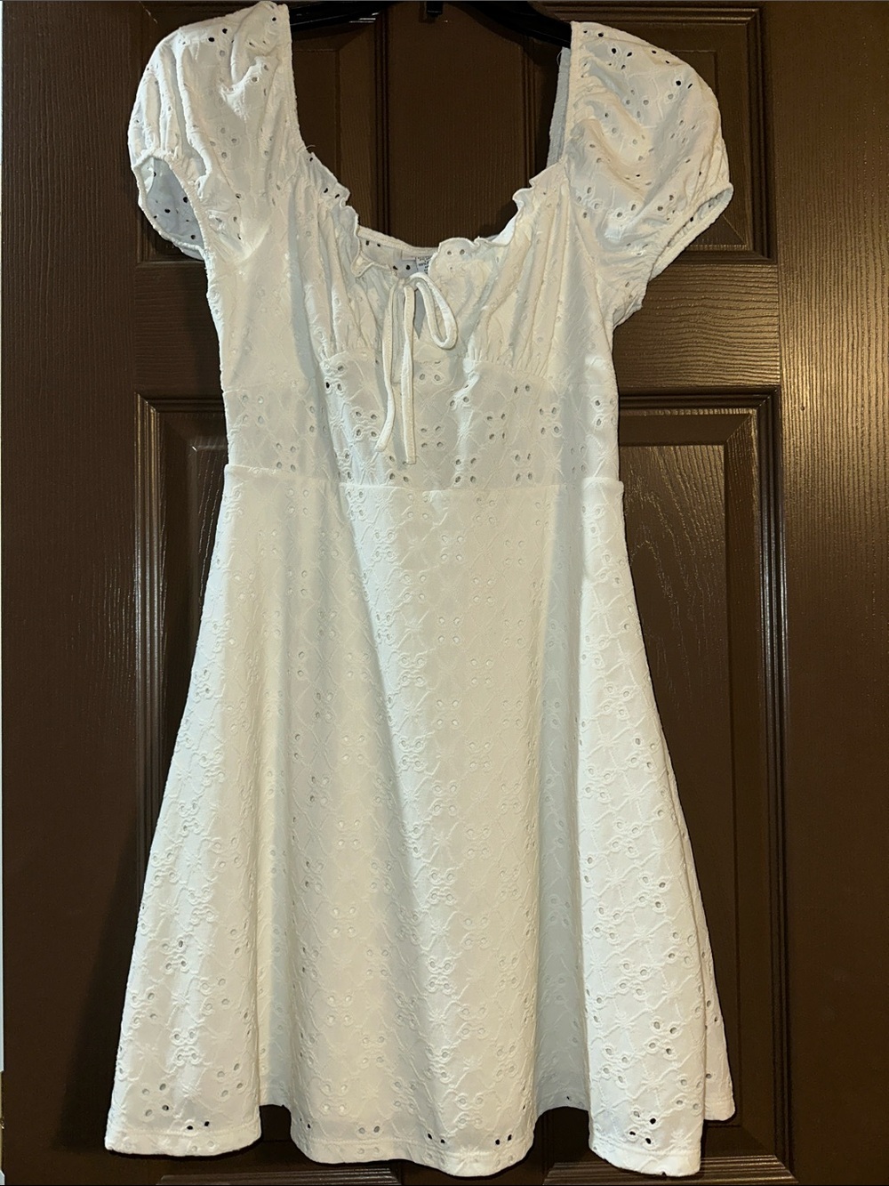 White Eyelet Short Sleeve Summer Dressing